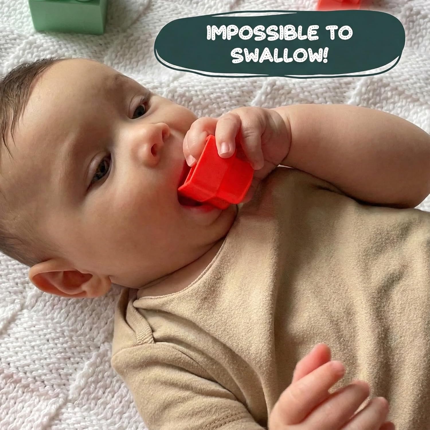 Soft Rubber Building Blocks Starter Set - 20 Extra Large Pieces Ages 12mo+ - Chew-Safe Sensory Stacking Toys - STEM Learning with Building Guide - Not Compatible with Duplo/Mega - Image 4