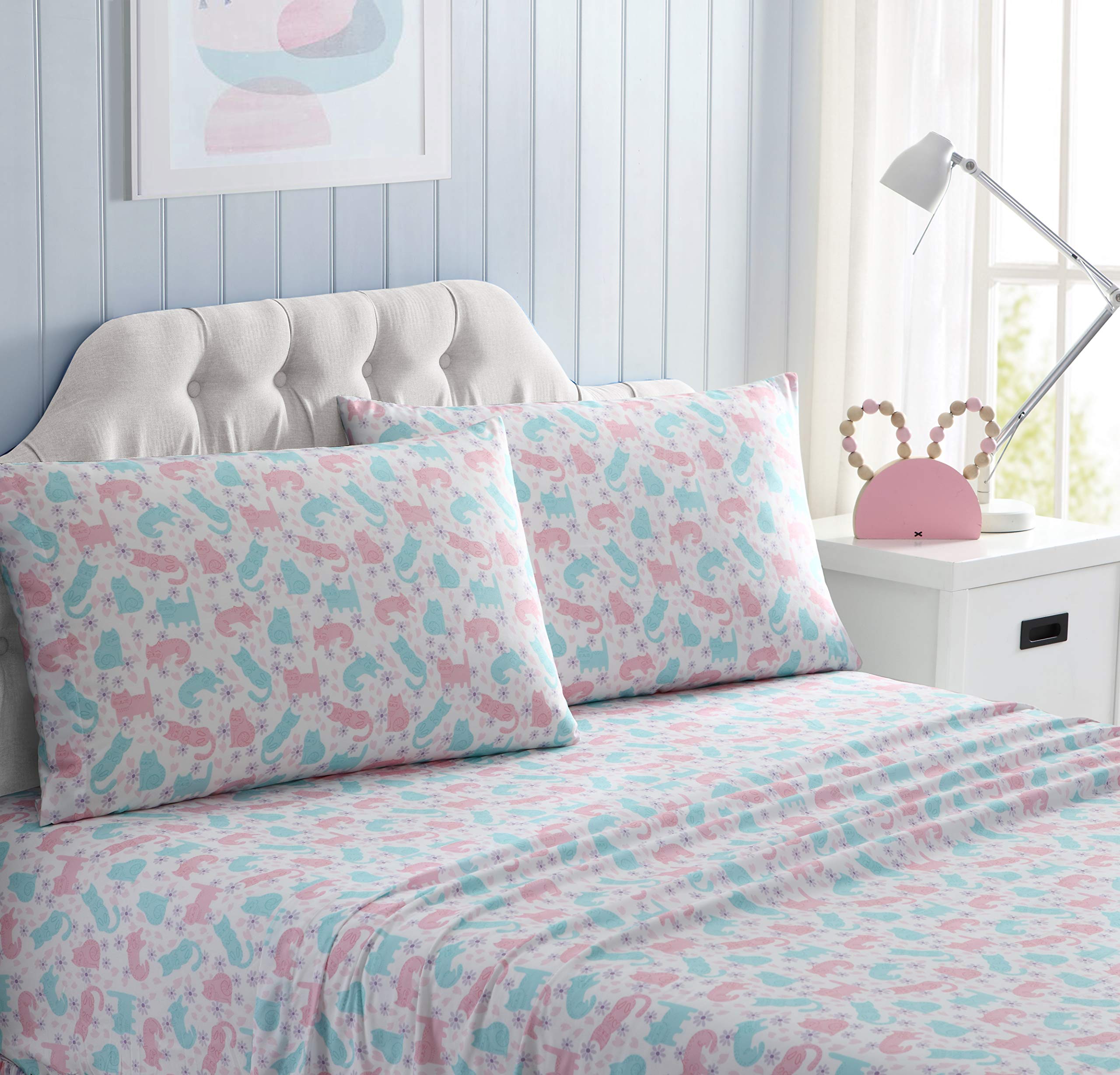 Kute Kids Super Soft Sheet Set - Made with Special Designs and Characters, Includes Pillowcase(s); Available in Twin, Full & Queen Size (Toddler, Kitty Time)