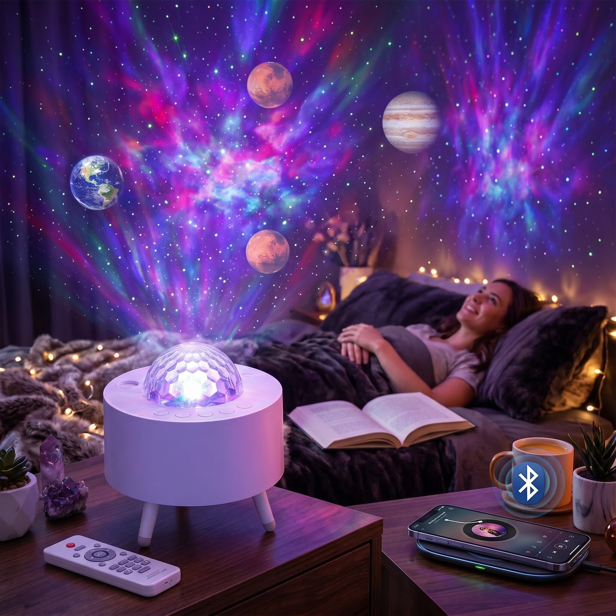 Luce del Proiettore a LED, Lampada del Proiettore a Treppiede LED, Luce del Proiettore Musicale Star Sky Alimentata da USB per la Casa Camera da Letto