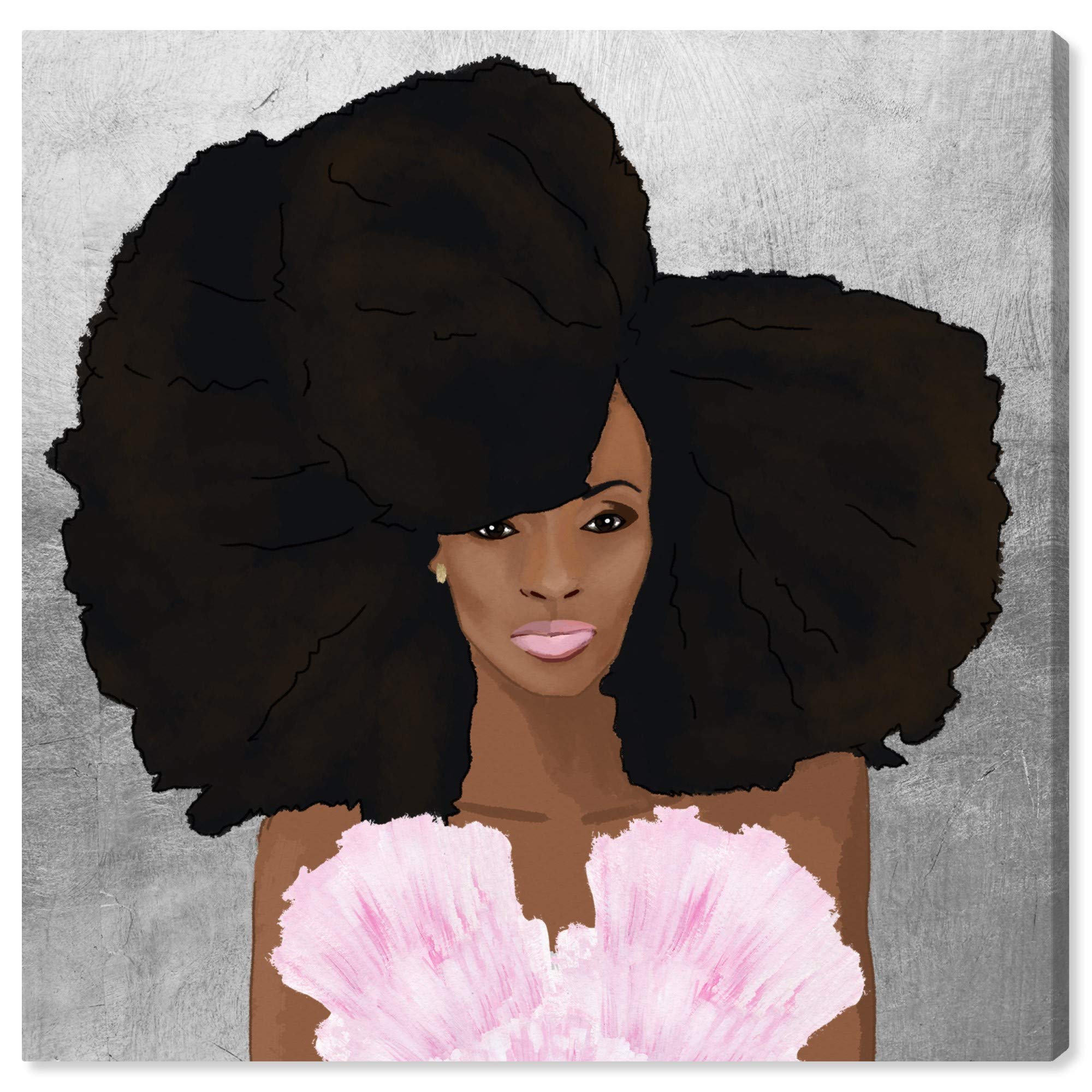 Stampa Su Tela Oliver Gal 'Fashion And Glam' – Quadro Moderno Con Scritta 'Silver Lipstick', 76x50 Cm, Grigio E Rosa