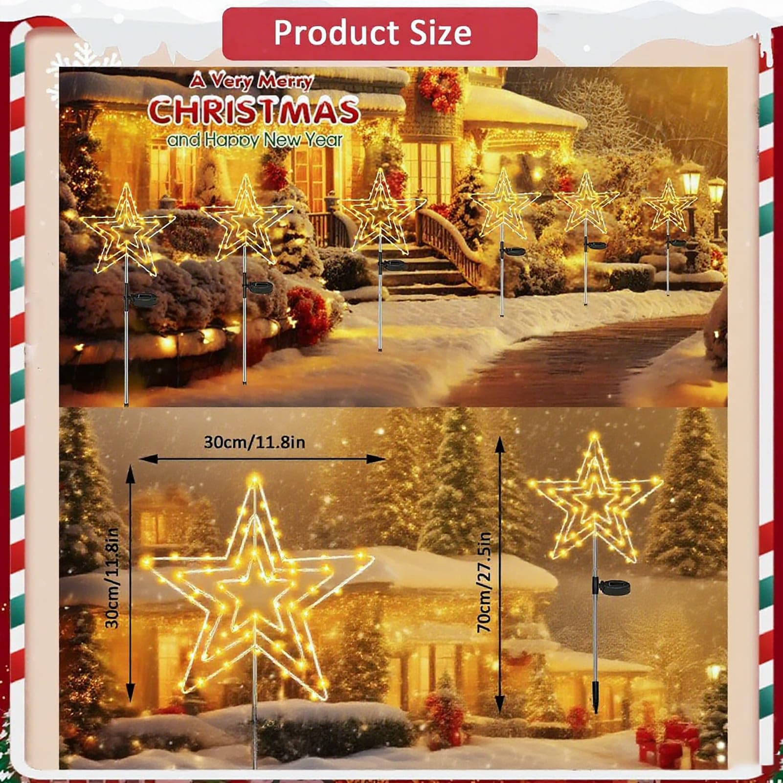 Yowin Solar Garden Lights 2 Pack 75 LED Large Christmas Outdoor Decorations - Image 4