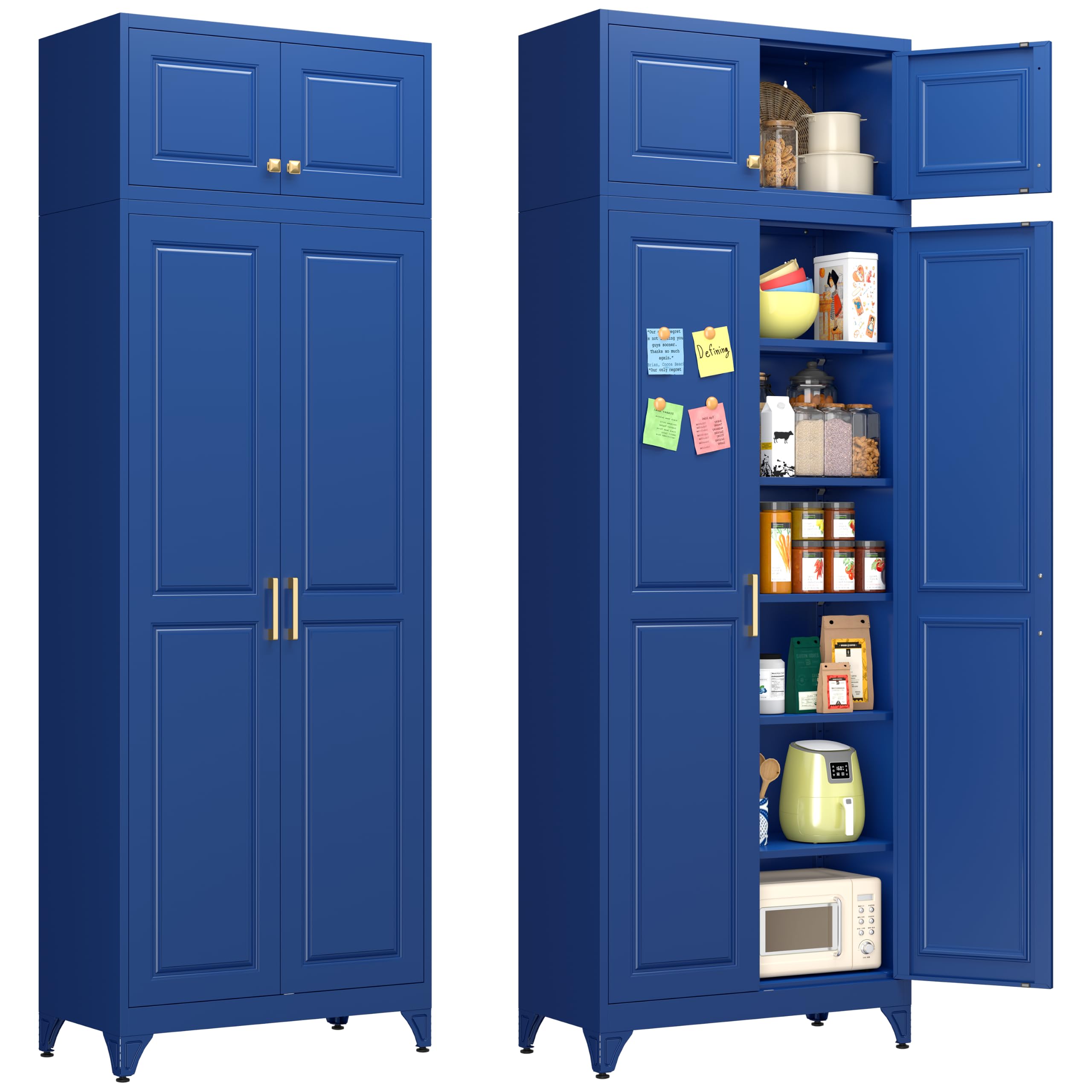 Polup 90" Pantry Cabinet, Tall Metal Storage Cabinet with Doors and Shelves