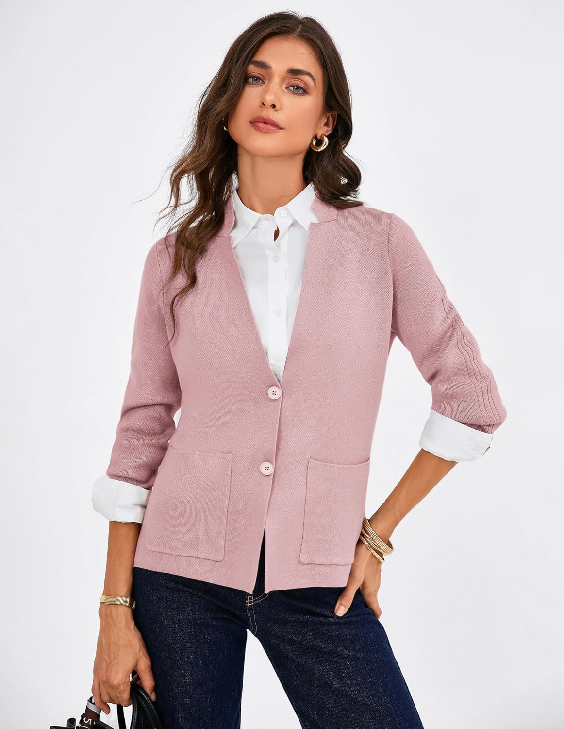 GRACE KARIN Women Sweater Blazer Business Casual Knit Cardigan 2026 Long Sleeve Suit Jackets Work Blazers with Pockets - Image 2