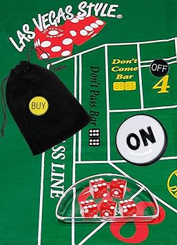 Cyber-Deals Craps Starter Kit Sets, Featuring Authentic Las Vegas Casino Table-Played Dice with Clear Acrylic Dice Boat Linq Red Polished