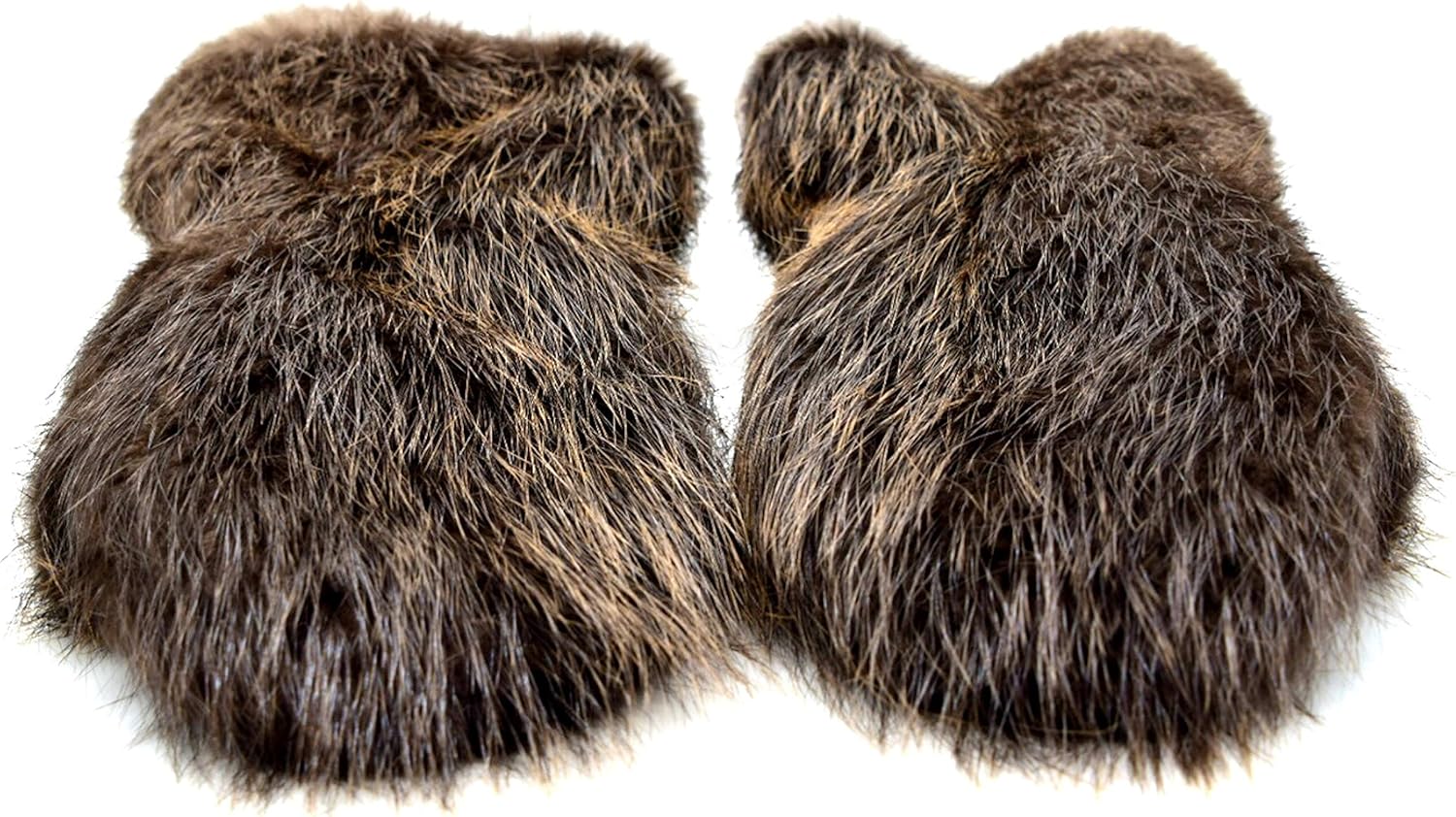 Long men's beaver fur mittens XL
