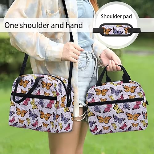 Miniatura 3 de doginthehole Bolsa de almuerzo colorida de mariposa para mujer, organizador para la escuela, trabajo, picnic, bolsa de almuerzo reutilizable con