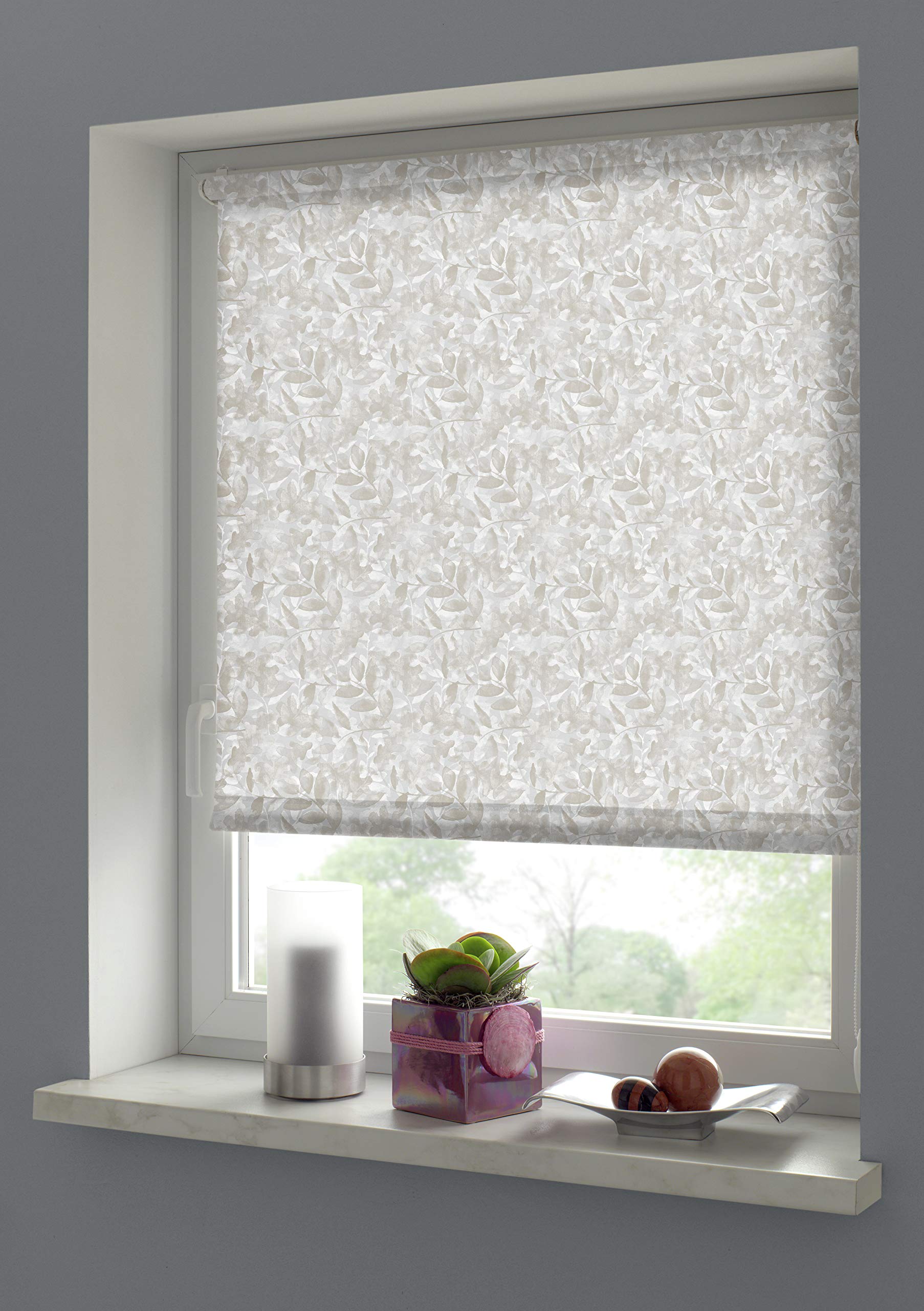 Gardinia EASYFIX Store Enrouleur à Motif avec Fixation par Serrage, Opaque, Kit de Montage Inclus, Natural Camouflage, Gris Clair/Taupe, 100 x 150 cm (lxH) 36170