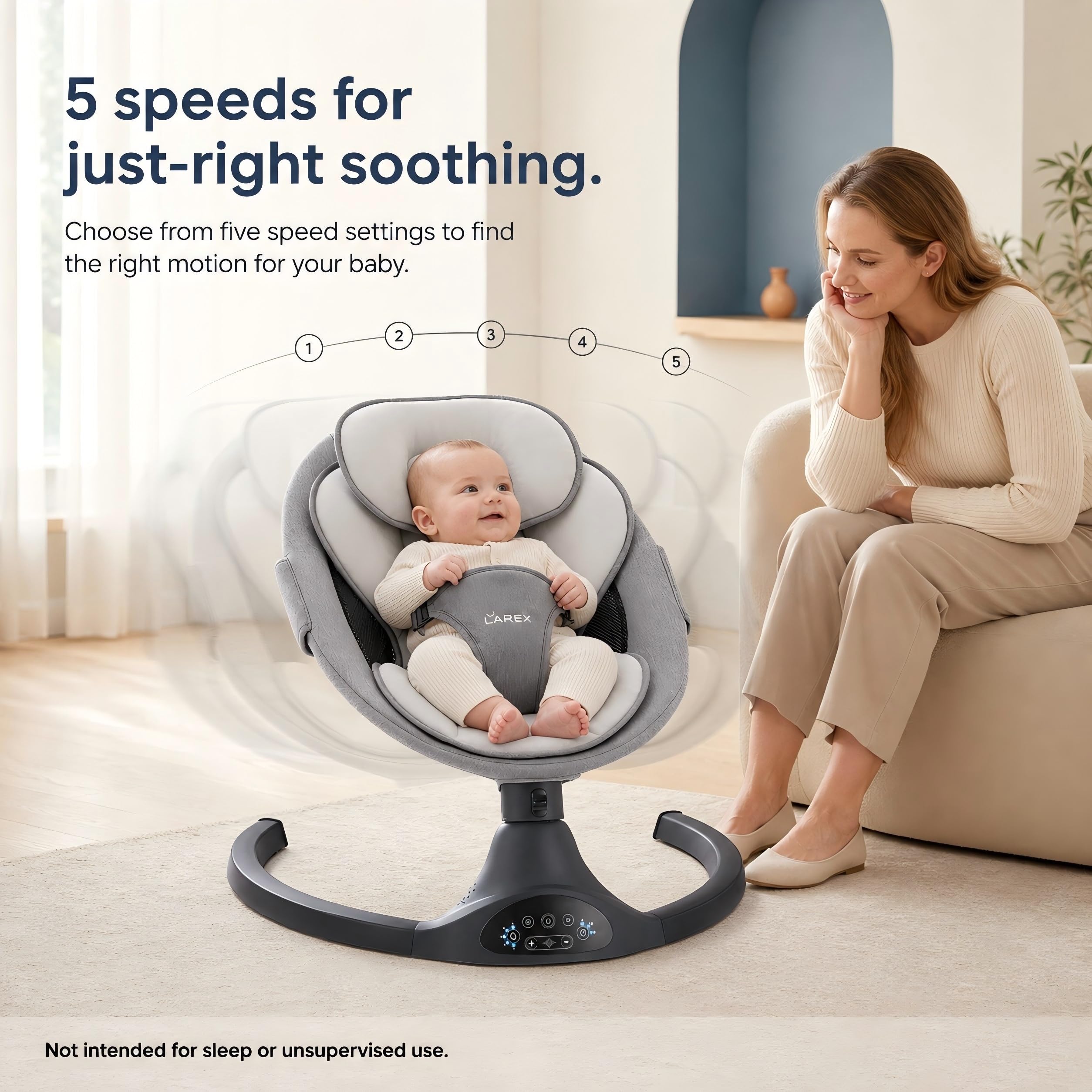 LAREX Baby Swing for Infants to Toddler with Remote Control & Bluetooth — Amazon image 3