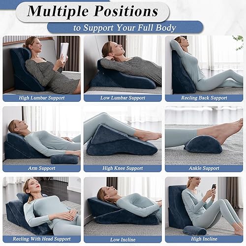 Miniatura 5 de Axelrod Juego de almohada de cuña de espuma  Almohadas ajustables para aliviar el dolor de espalda, piernas y rodilla  Almohada Ortho poscirugía