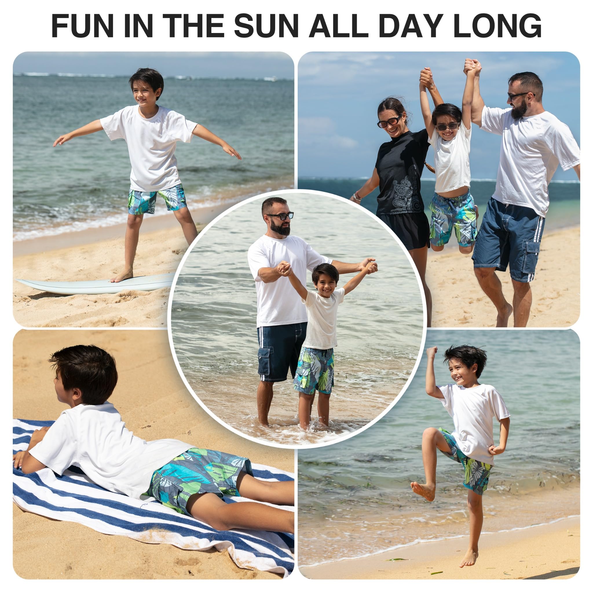 Kanu Surf Boys' Line Up Quick Dry UPF 50+ Beach Swim Trunk, Montego Navy, Small (8)