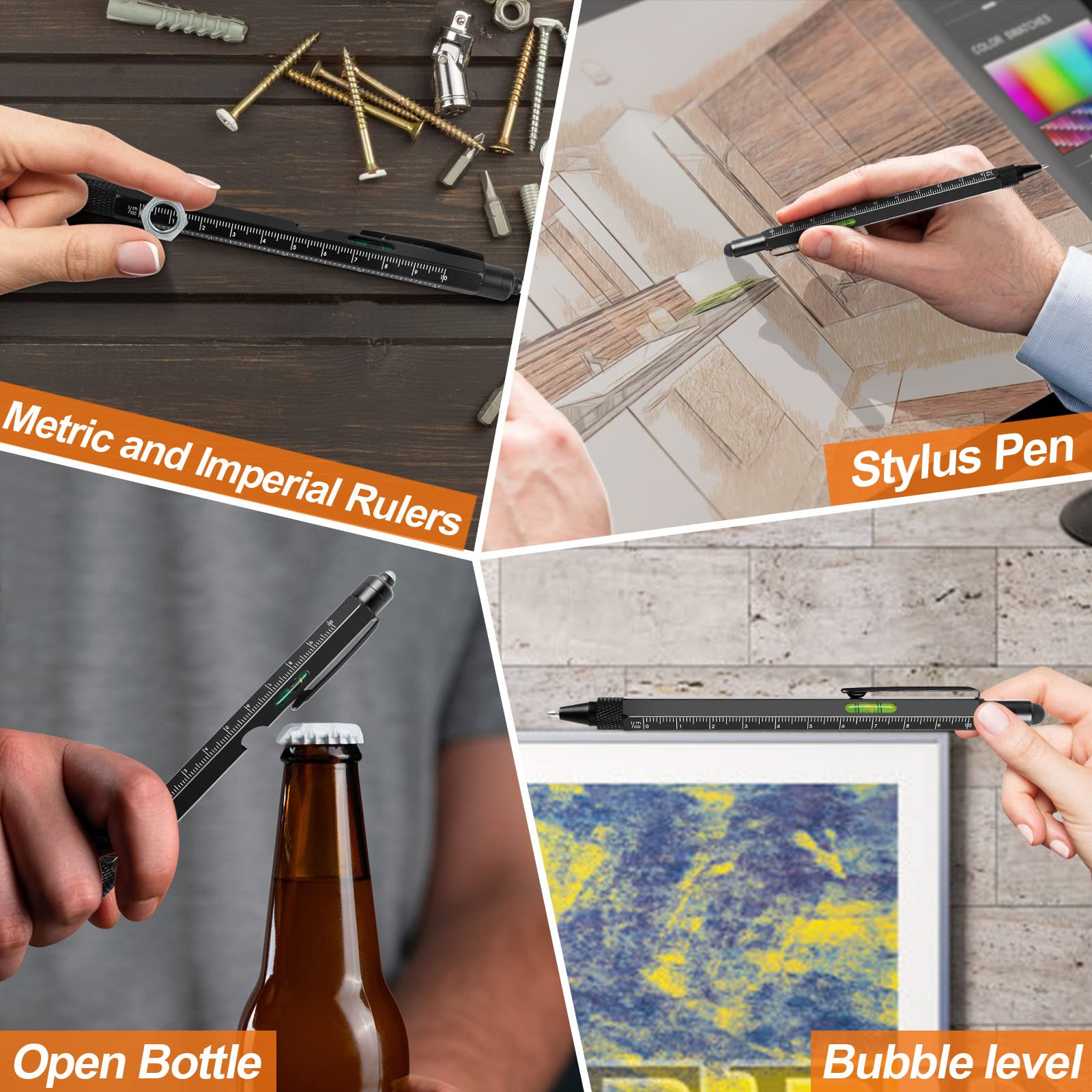 Multitool-Stift 9-in-1 – Mit LED-Licht, Wasserwaage, Schraubendreher & Flaschenöffner | Cooles Geschenk Für Männer, Vater, Handwerker