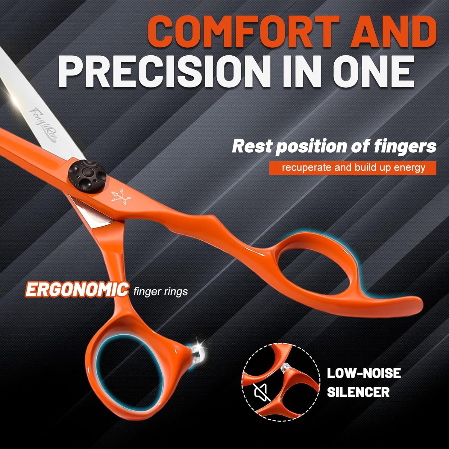High-end Professional Extremely Very Sharp Barber Hair Cutting Scissors Hairdresser Shears For Hair 6 Inch Haircut Scissor Made Of Stainless Steel Alloy For Hairdressing Salon and Home Use (Orange)