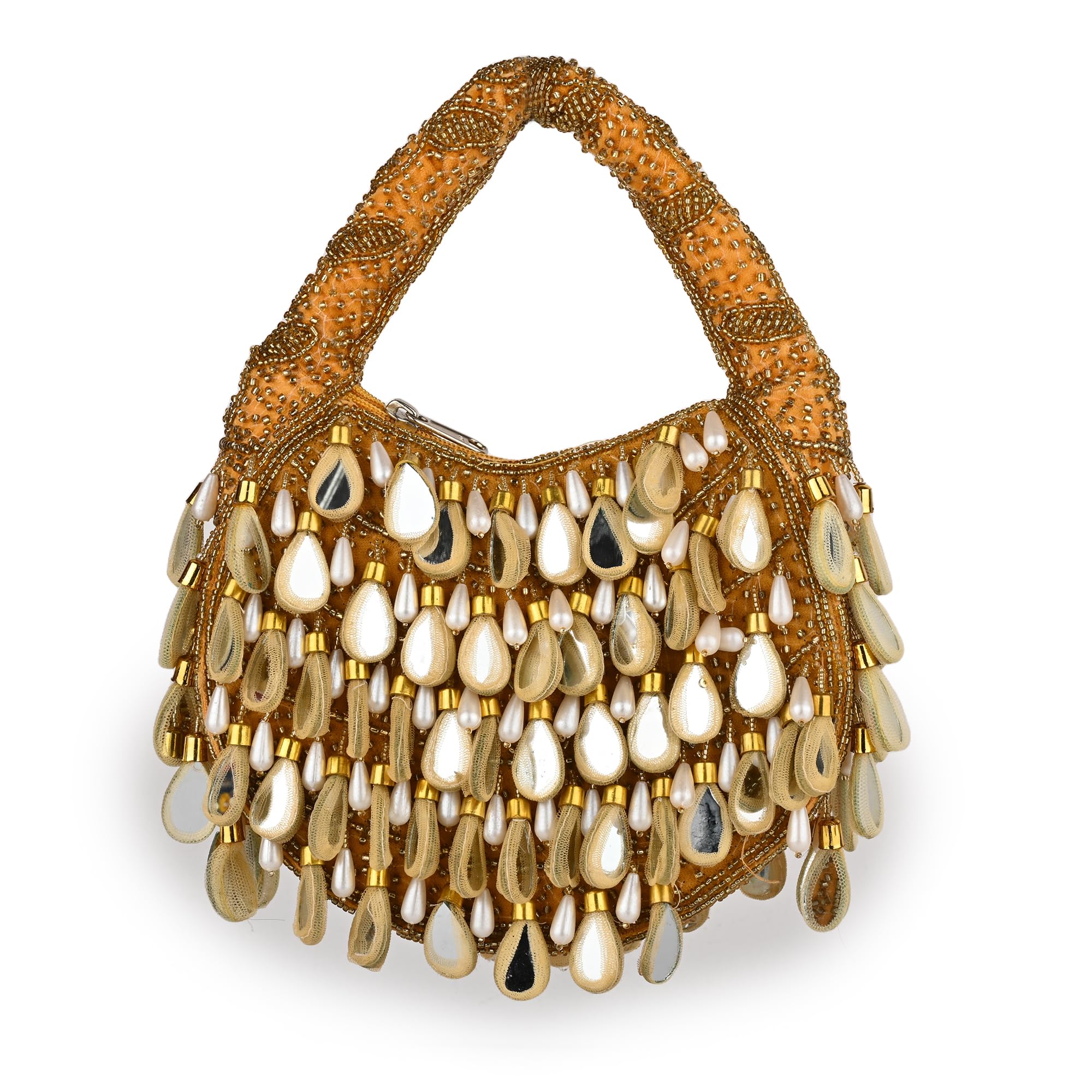 MYBWO Chandni Luxury Beaded Flap Bag with Decorative Teardrops – Bridal & Party Clutch for Women