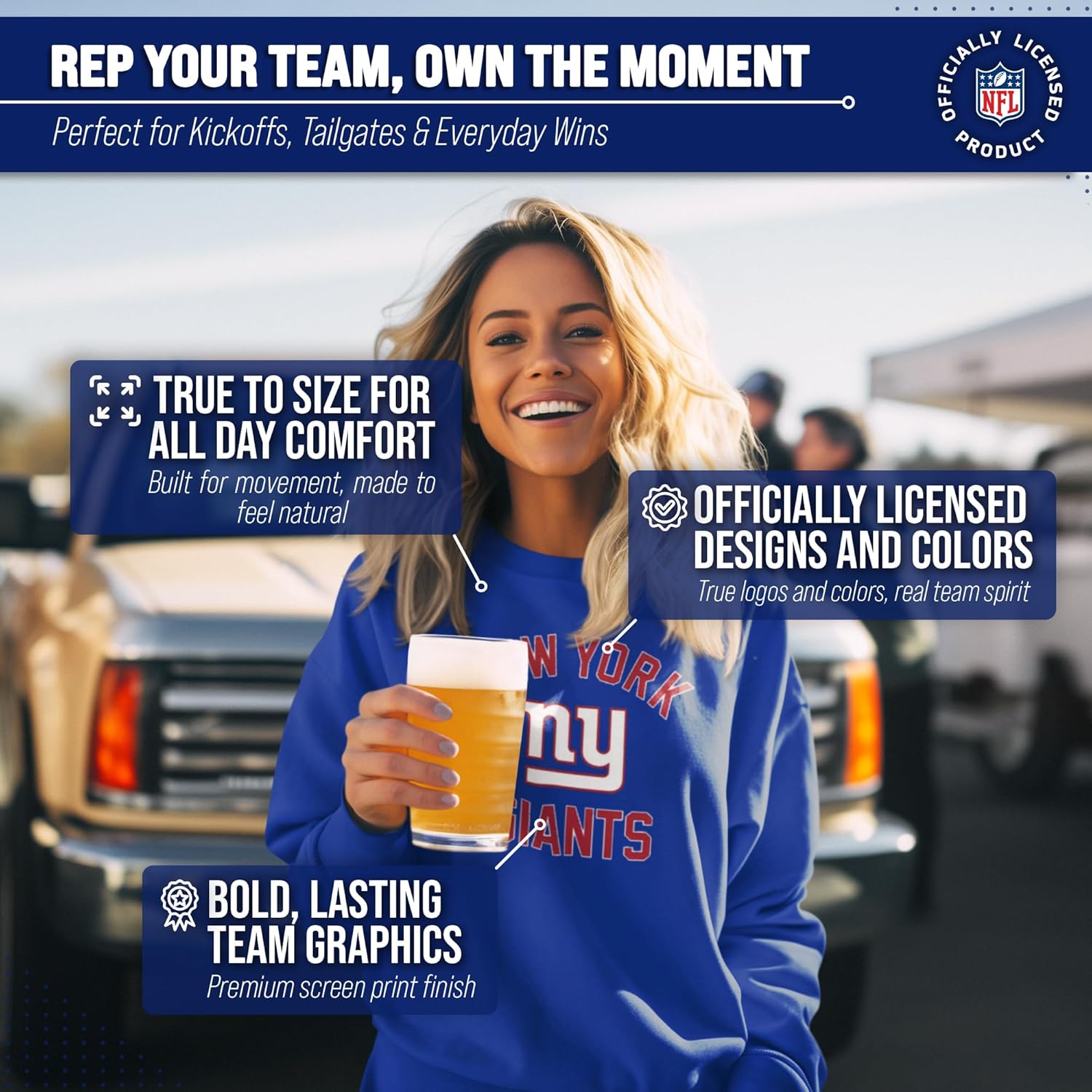 Team Fan Apparel NFL Adult Gameday Football Crewneck Sweatshirt - Cotton Blend - Stay warm, comfortable & stylish on game day