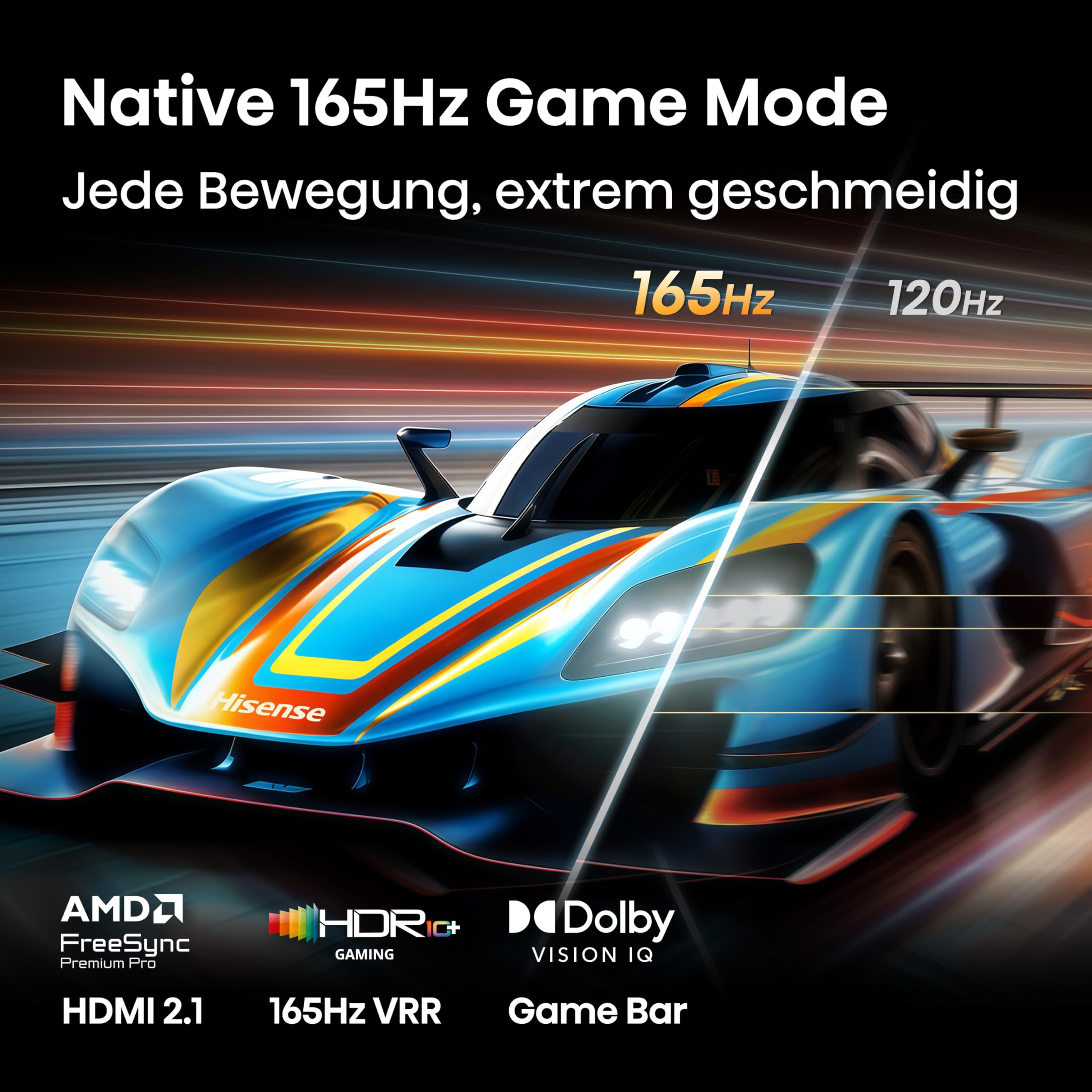 Hisense 65U7DS PRO Fernseher 65 Zoll, 4K UHD, Hi-QLED Mini LED Pro, Smart TV, 165Hz, Hi-View AI Engine Pro, IMAX Enhanced, AI RGB Lichtsensor, Dolby Vision.Atmos, Unibody Slim, FreeSync Premium [2026]