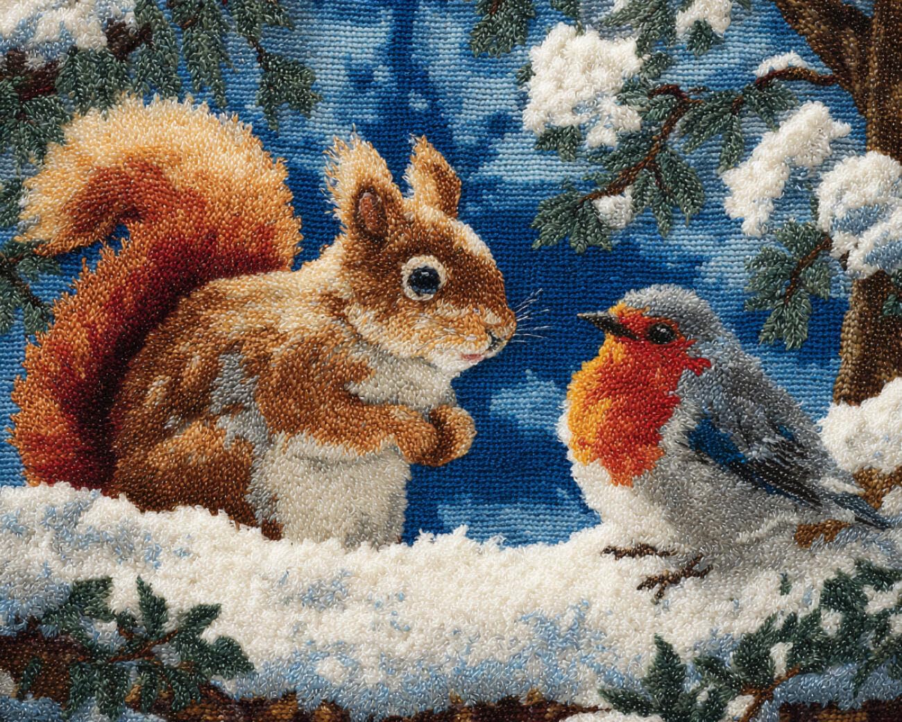 Henypt DIY Latch Hook Rug Kits Squirrels and Birds 80x160cm