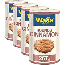 Wasa Tasty Snacks Cinnamon Rounds 267g Small Round Wheat Baked Crisp Snack with a Delicious Cinnamon Flavour Crispbread Pack of 4