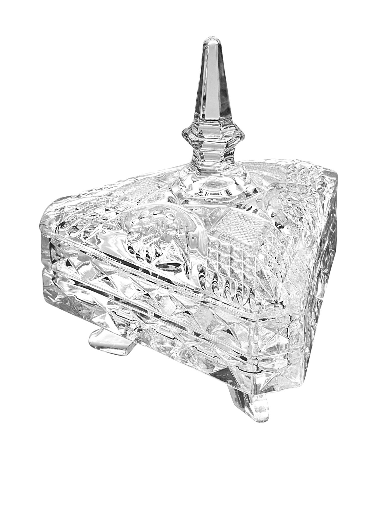 Studio Silversmiths Triangular Footed Crystal Box