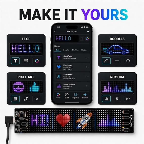 Custom LED Sign for Car, Programmable App and Remote Control