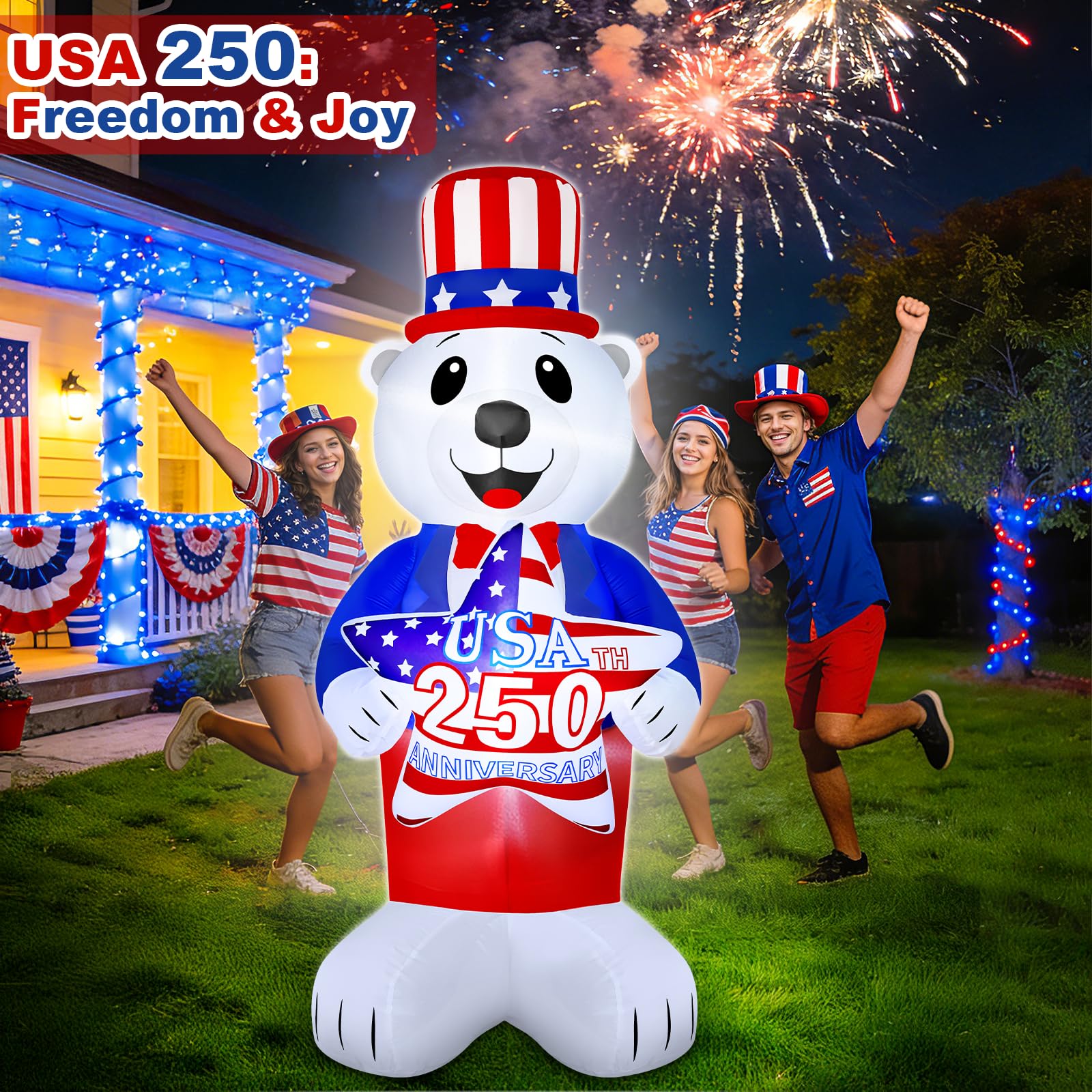 Amazon.com: 6FT 250th Anniversary 4th of July Inflatables USA