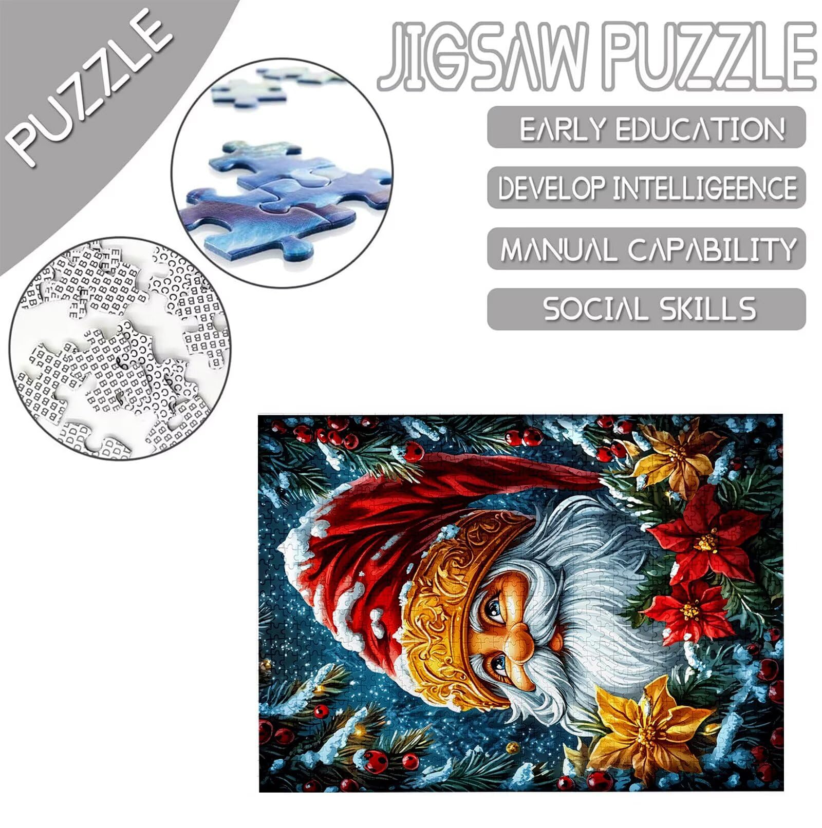 Boże Narodzenie Puzzle 5000 sztuk, 5D DIY Puzzle dla seniorów Puzzle dla dorosłych i początkujących 14 lat, puzzle opakowanie na prezent, gry relaksacyjne i inteligencja, wystrój pokoju na ścianę, 156