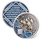 Braving The Storm 90 Days Sober Coin, Nautical NA Coin, Addiction Recovery Ninety Days Sober Chip, Celebrating Recovery Anniversary Token, Narcotics Anonymous Sobriety Gifts for Men Women