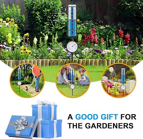 Miniatura 8 de Medidor de lluvia para exteriores con termómetro, medidores de lluvia para exteriores mejor calificados, medidor de lluvia de fuente grande para