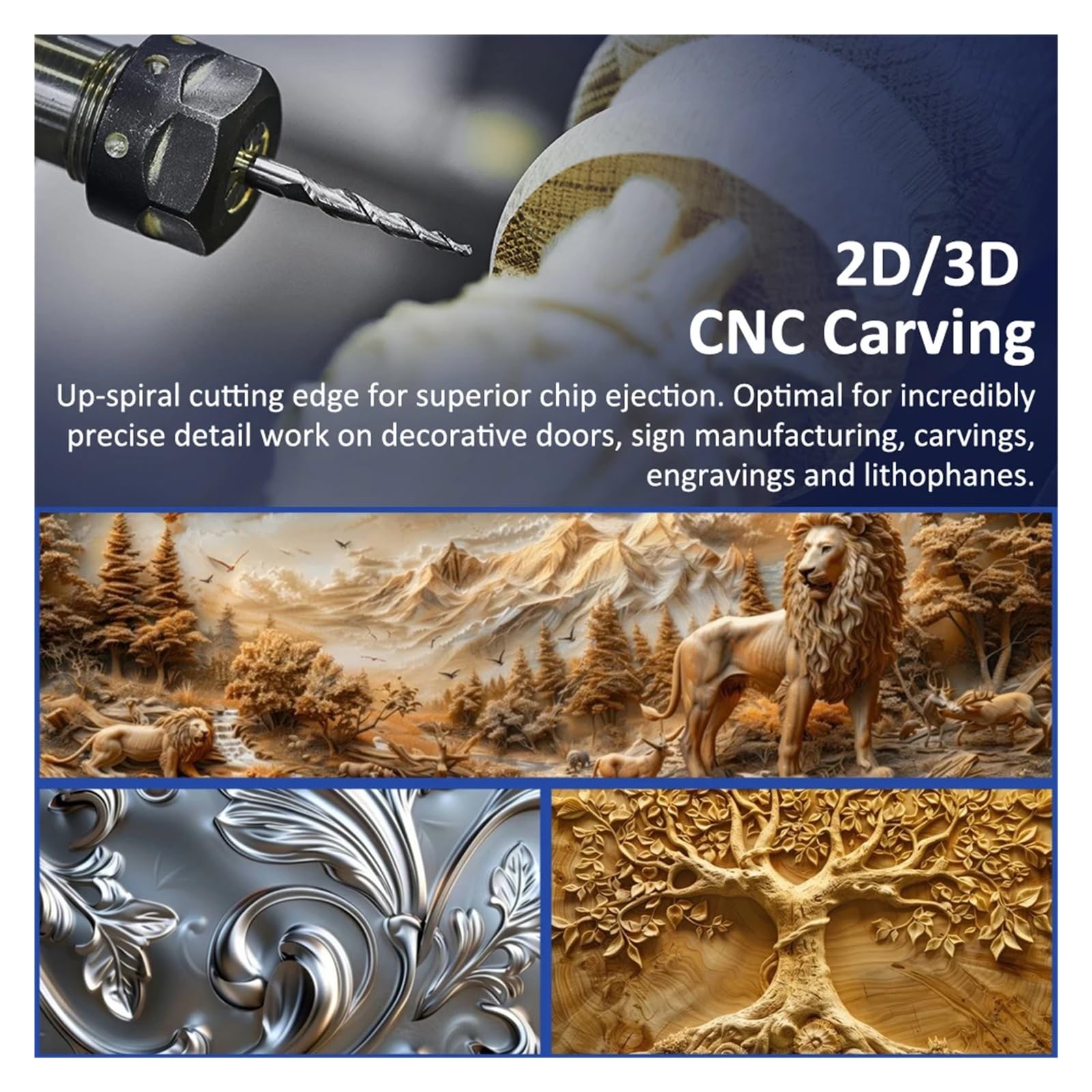 Frez 2-ostrzowy, kulisty, stożkowy koniec, narzędzie do frezowania drewna i metalu | Młyn HRC55 z węglika spiekanego CNC, rzeźba 3D(R1.0x30.5xD6x75)