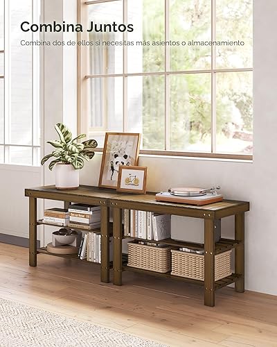 Miniatura 6 de SONGMICS Banco Estante para Zapatos, Organizador de Almacenamiento de Zapatos de Bambú de 3 Niveles, Banco de Entrada, Soporta hasta 286 lb, 11.3 x