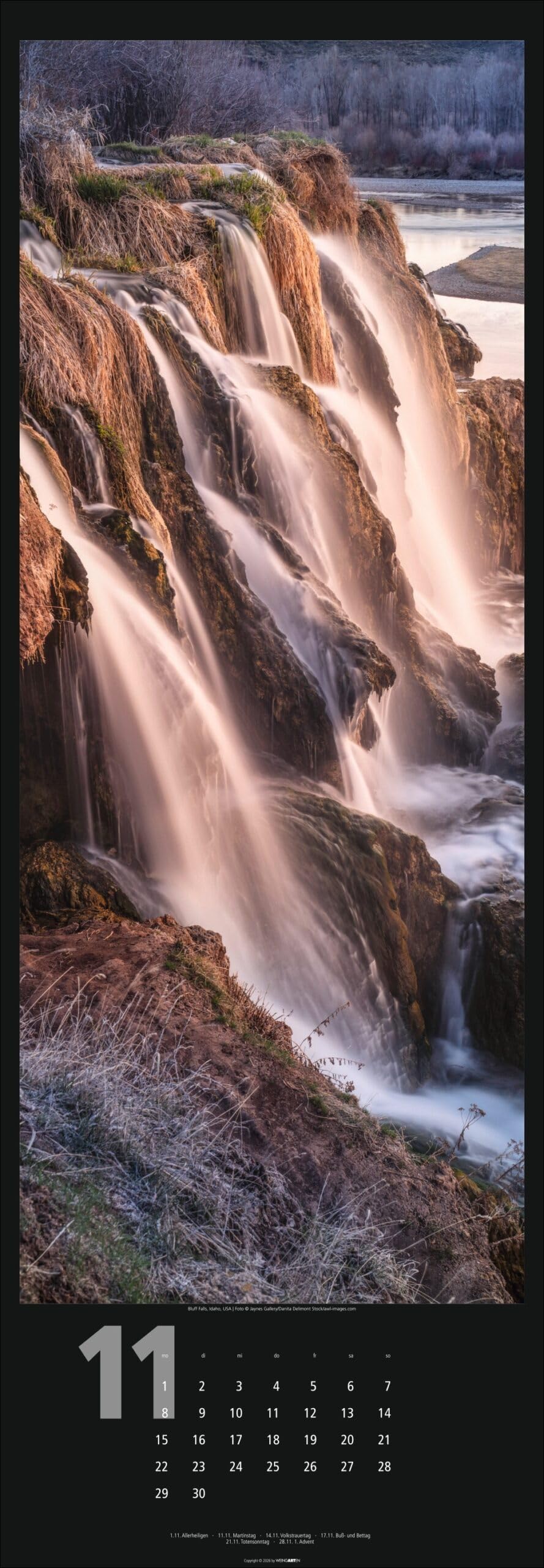 Wasserfälle - Kalender 2027 - Fotokalender im Vertikalformat - Weingarten-Verlag - Wandkalender mit kraftvollen Naturaufnahmen - 34 cm x 98 cm