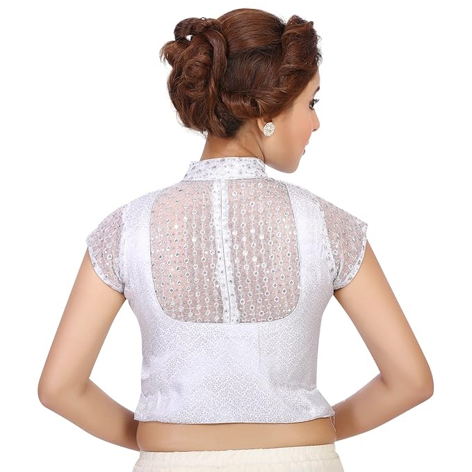 silver high neck blouse