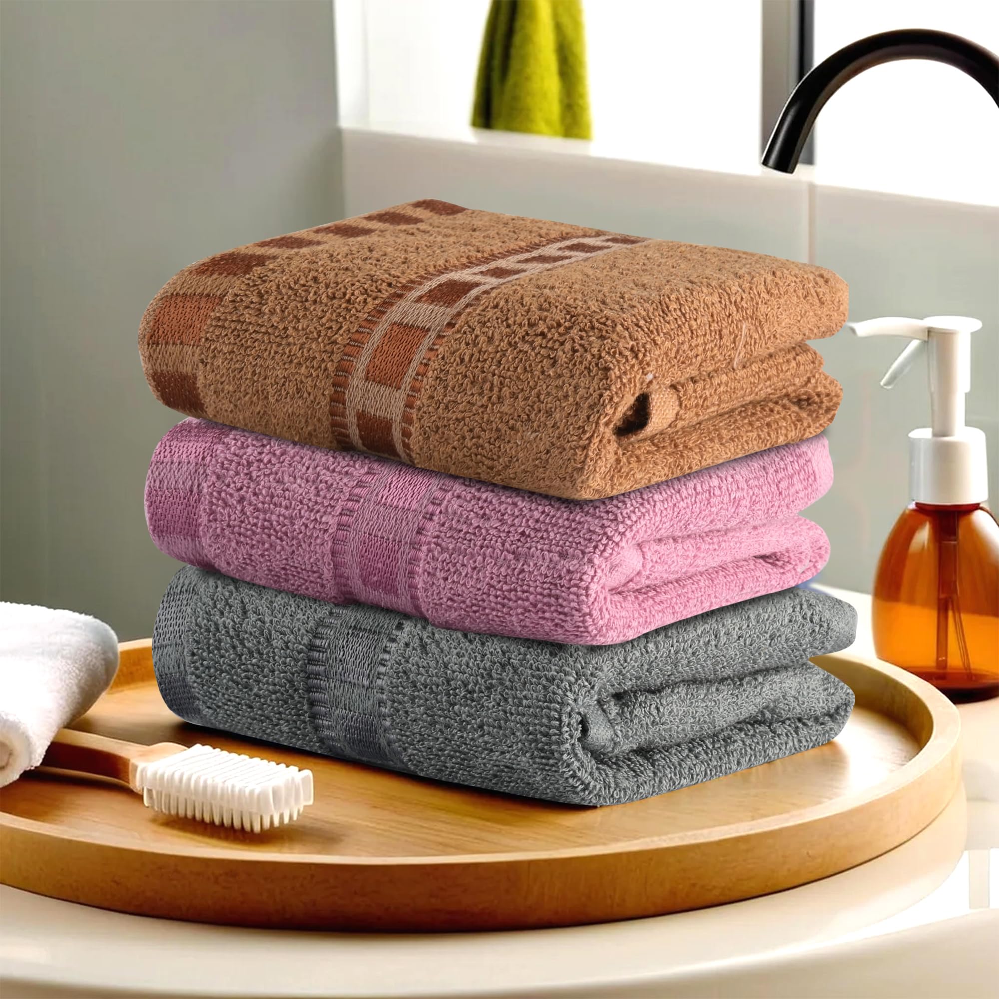 Kuber Industries Pack of 3 Cotton Hand/Face Towels for Men & Women | Easily Washable | Workout Gym Napkins for Men | Pocket Towel - Grey-Pink & Golden (B0D9BKXQPT) Amazon Price History, Amazon Price Tracker