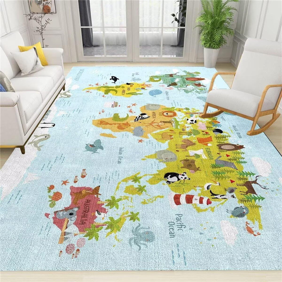 Tapis de salon carre 70x140cm facile d'entretien et lavable pour le jeu des enfants