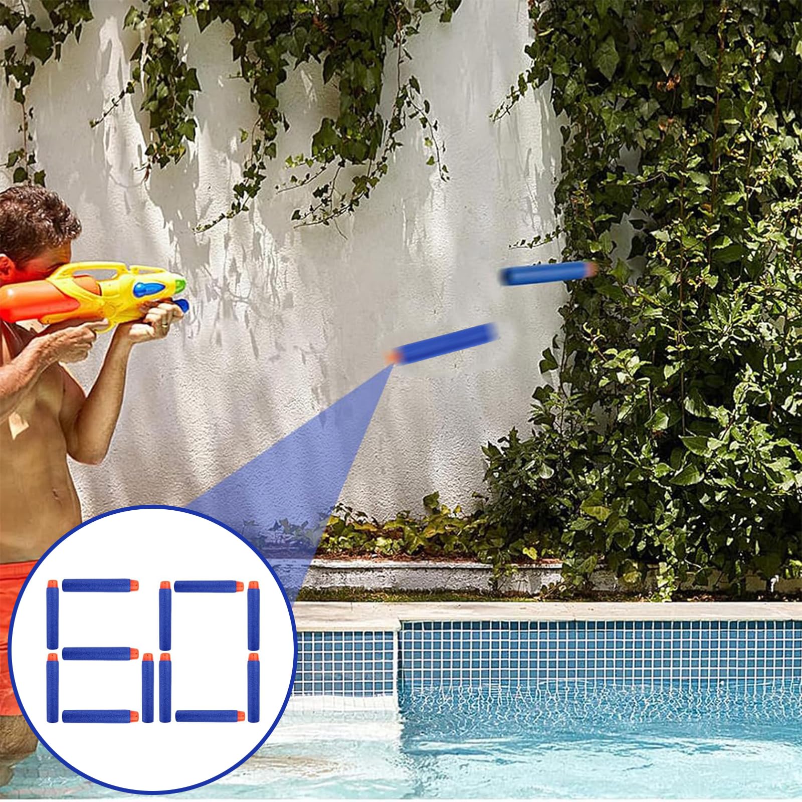 60 Pezzi Nerf Pistola Dardi In Schiuma Elite A Punta Piatta, Accessori Per La Serie Nerf N-Strike, Per Bambini, Esterni E Famiglia