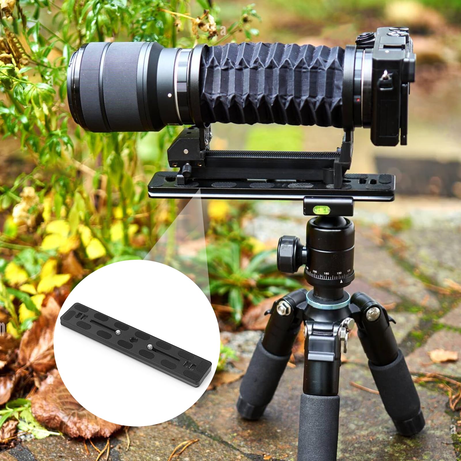 Piastra a sgancio rapido 200 mm, compatibile con testa a sfera Arca Swiss e morsetto