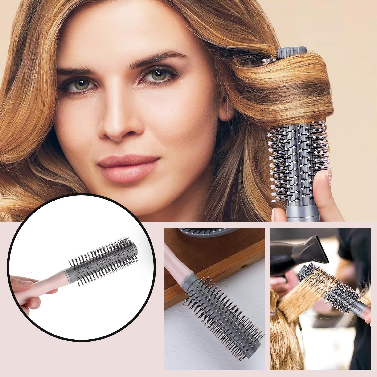 DHSUN Hairbrush Set, Pink: Round, Curly, Arc Combs for Wet & Dry Hair, Detangles, Massages, Styles (Pink Three) - Image 4