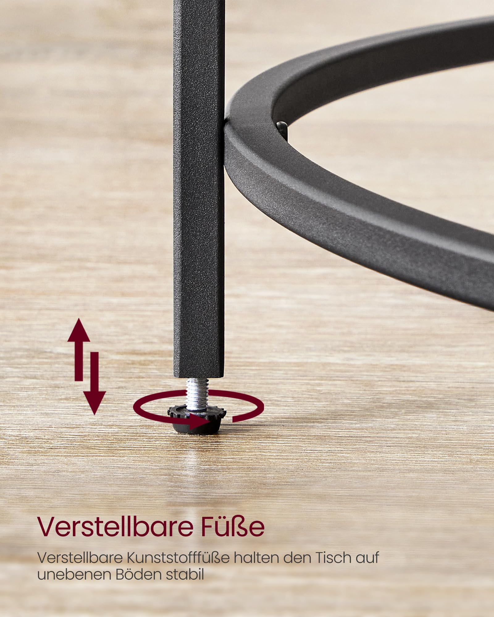 VASAGLE Runder Couchtisch, Wohnzimmertisch mit Stahlgestell, Salontisch, Beistelltisch, schwarz LGT021B01