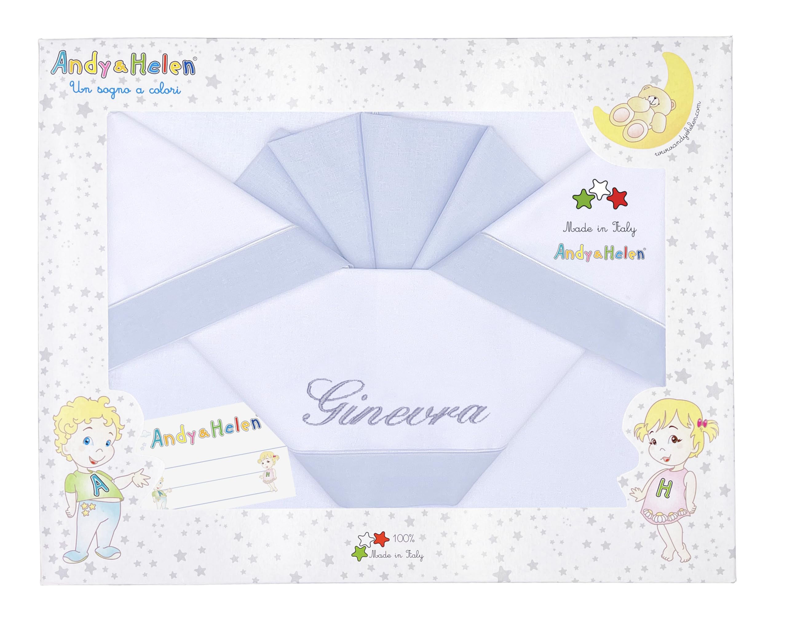 Andy & Helen Lenzuolino da personalizzare sopra,sotto e federa per carrozzina, maxi culla e lettino. Made in Italy - vari colori (CULLA, GRIGIO)