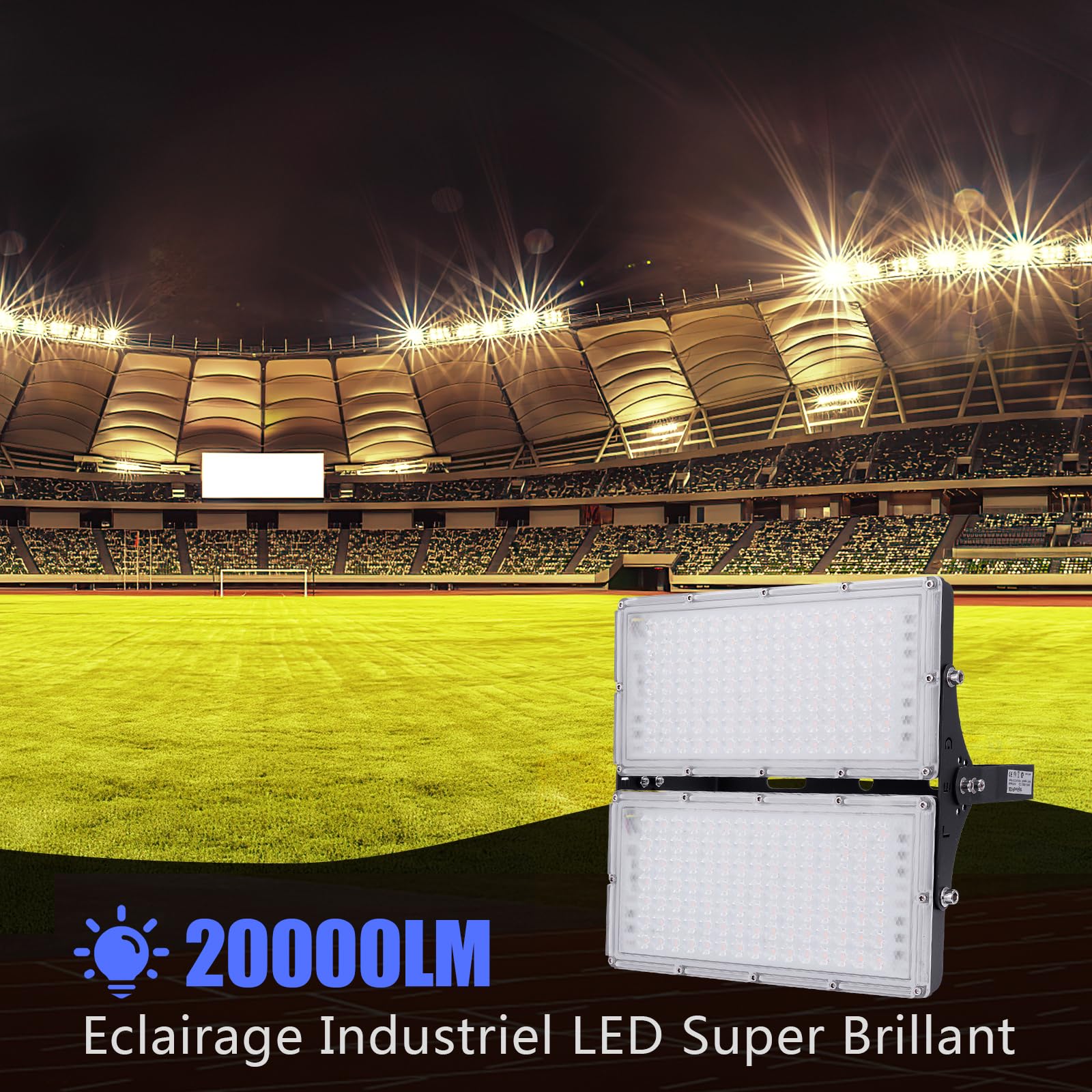 Blivrig Projecteur LED Extérieur 200W, Blanc Froid 6000K, 20000LM Spot LED Projecteur Exterieur, IP66 Imperméable Spot Extérieur pour Terrasse, Patio, Chemins, Garage, Jardi