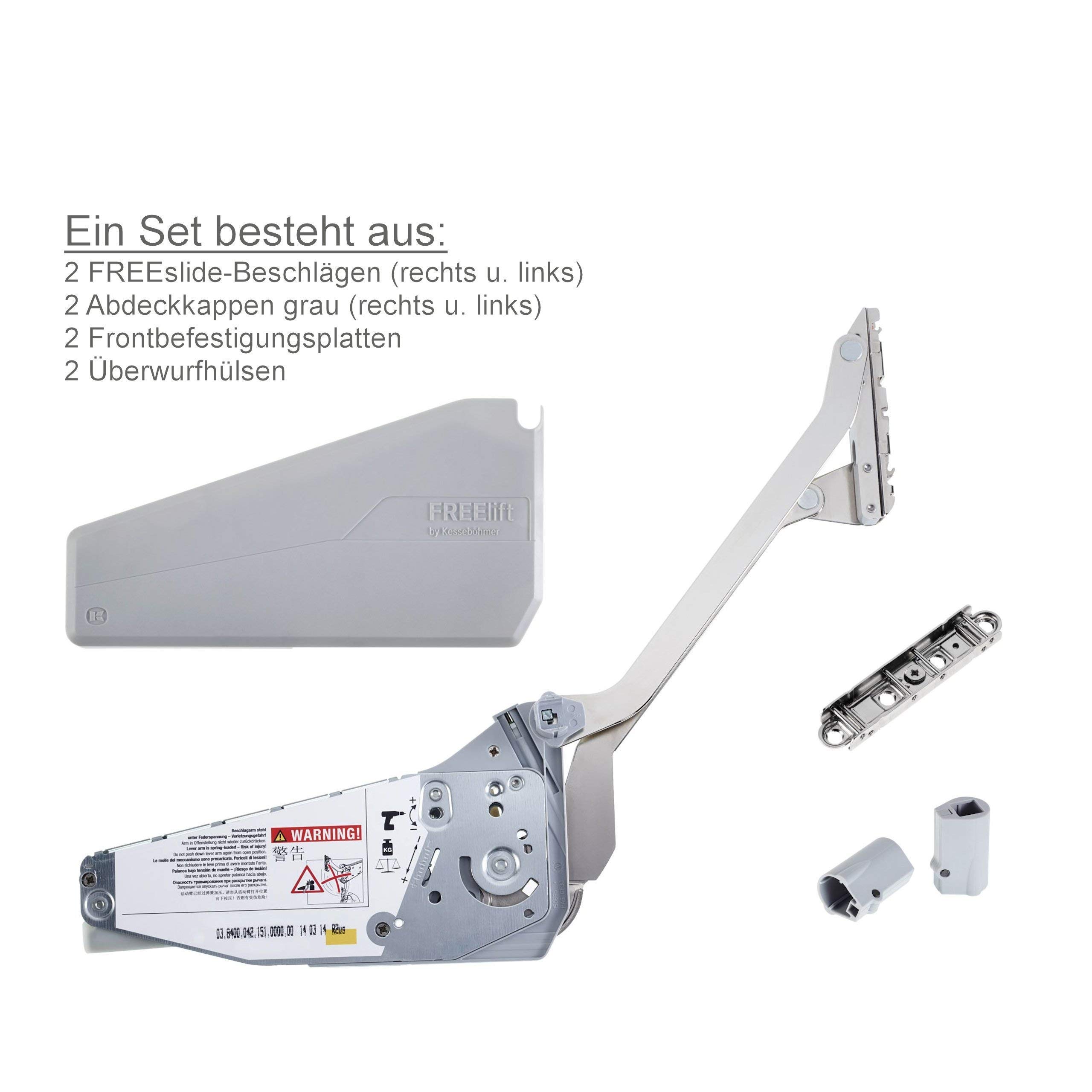 SO-TECH® FREEslide R3us Hochliftbeschlag für Schrankhöhen von 430-600 mm/Klappengewicht 5,0-9,7 Kg