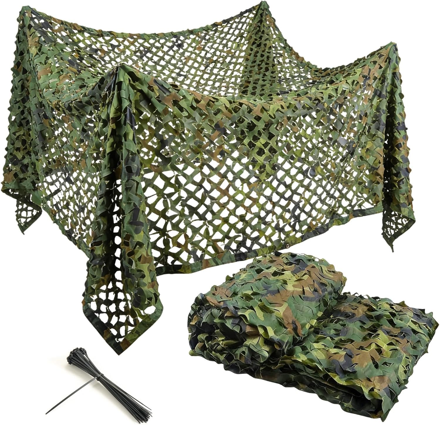 Hgtrh Green Camouflage Netting Large Woodland Camo Netting For Hunting,Shooting & Outdoor Camping Sunshade For Garden Fences, Roof & Forest Landscapes 4X5m(13.1X16.4ft)