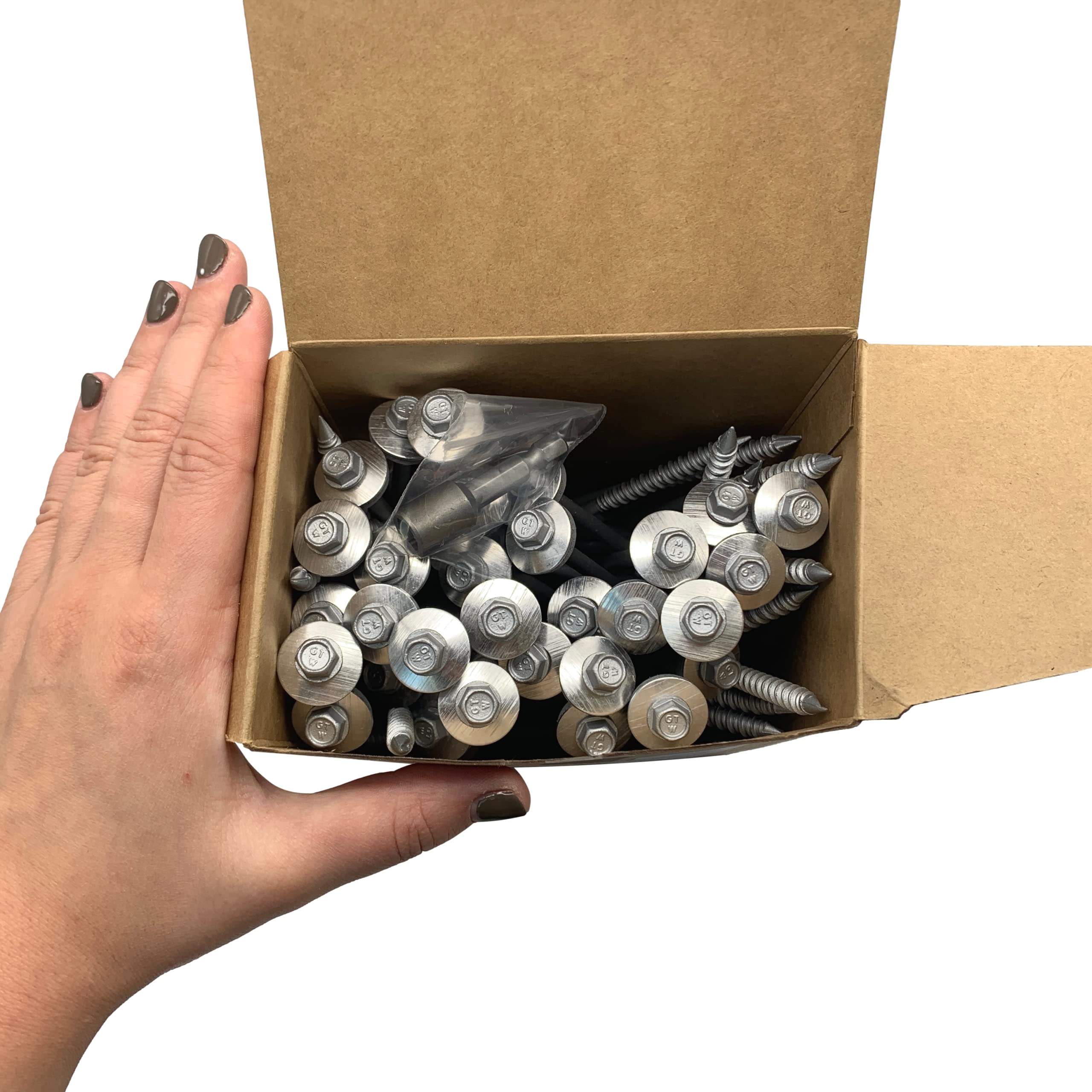 Marcopol Lot de 50 vis à tête hexagonale autotaraudeuses 6,4 x 160 mm en acier au carbone avec rondelles EPDM pour la fixation de panneaux à sandwich (50, 6,4 x 160 mm), gris