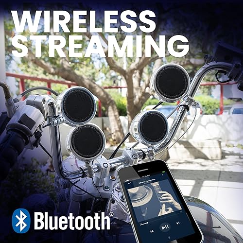 Miniatura 10 de BOSS AUDIO MCBK470B negro 1000W sistema de sonido para motocicletaATV con altavoces Bluetooth dos pares de altavoces impermeables de 3 pulgadas