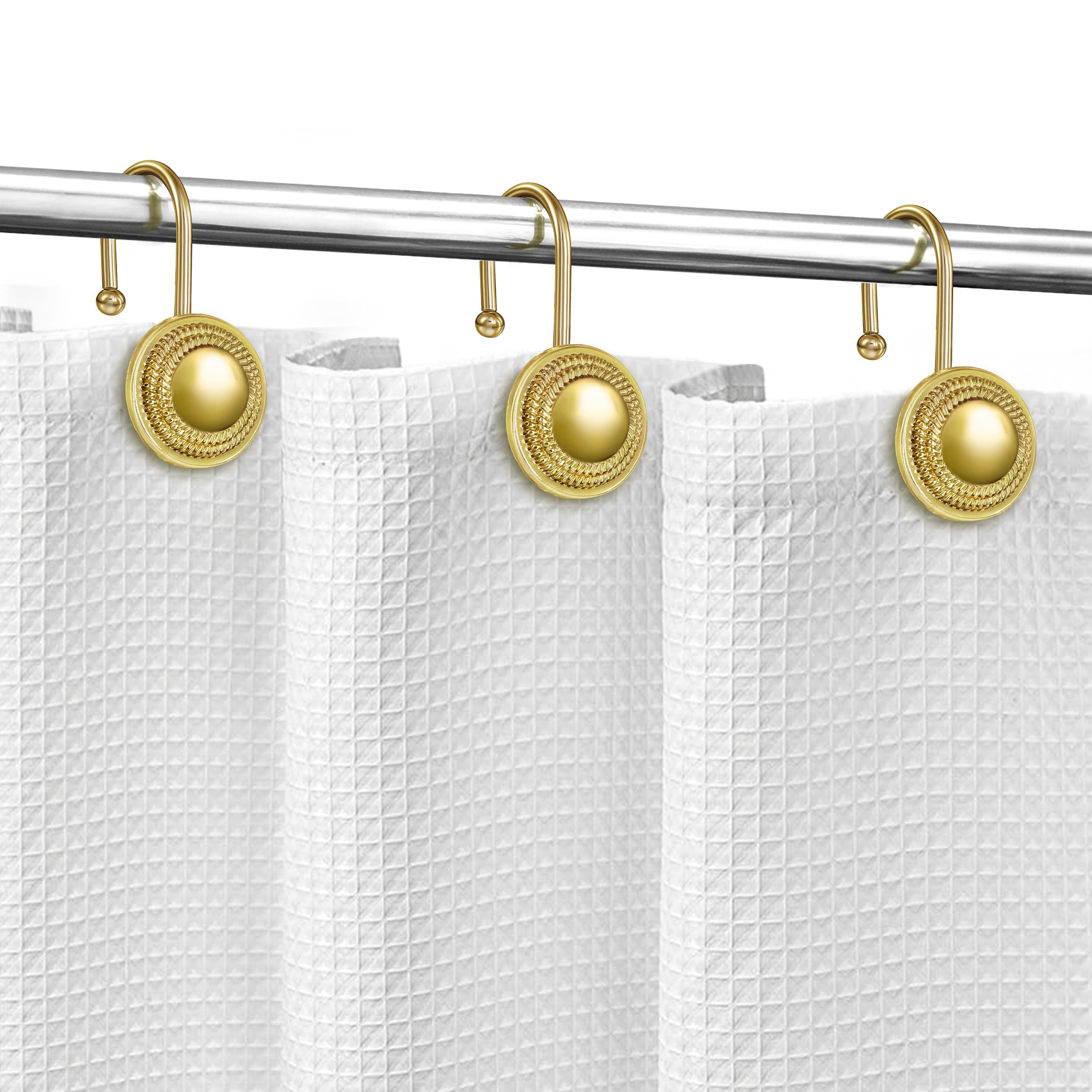 12 Anneaux Pour Rideau De Douche SUNNIFLY - Crochets Universels Blancs, Plastique Résistant, Installation Facile - 10