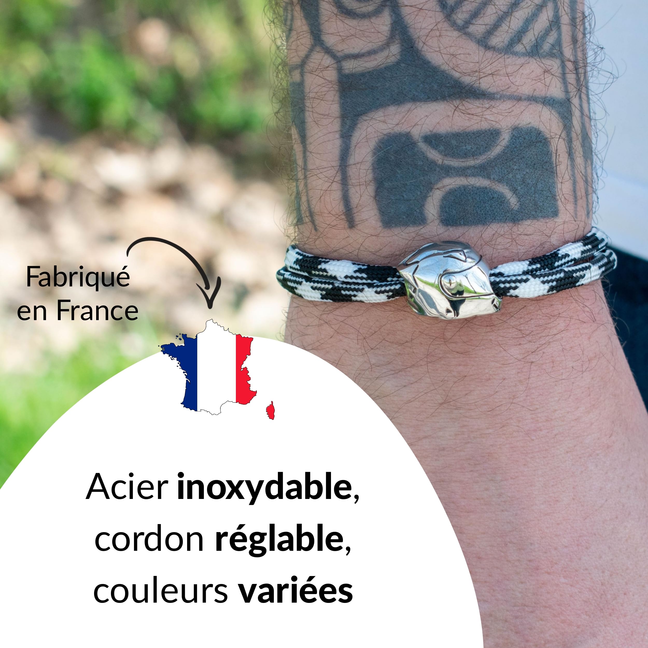 Ernestine - Bracciale da motociclista da uomo regolabile in acciaio inossidabile - gioiello casco da motociclista uomo, donna, idea regalo per motociclista - accessorio per motociclista - polso