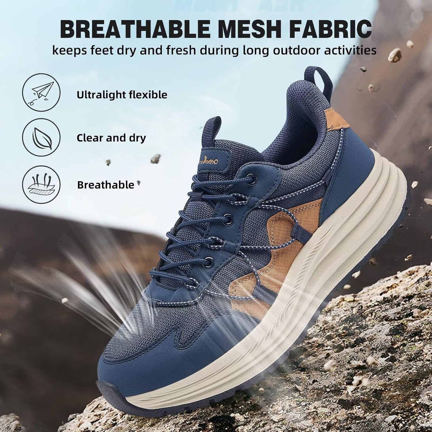 Men's Orthopedic Trail Running Shoes: Comfortable Casual Arch Support Plantar Fasciitis Workout Outdoor Walking Shoes, Orthotic Flat Feet Hiking Sport Trekking Sneakers for Foot and Heel Pain Relief