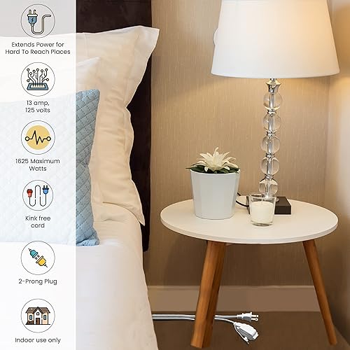 Miniatura 6 de GoGreen Power (GG-24706) Cable de extensión para el hogar de 162 de 6 pies, 3 tomas, blanco, 6 pies (paquete de 2)