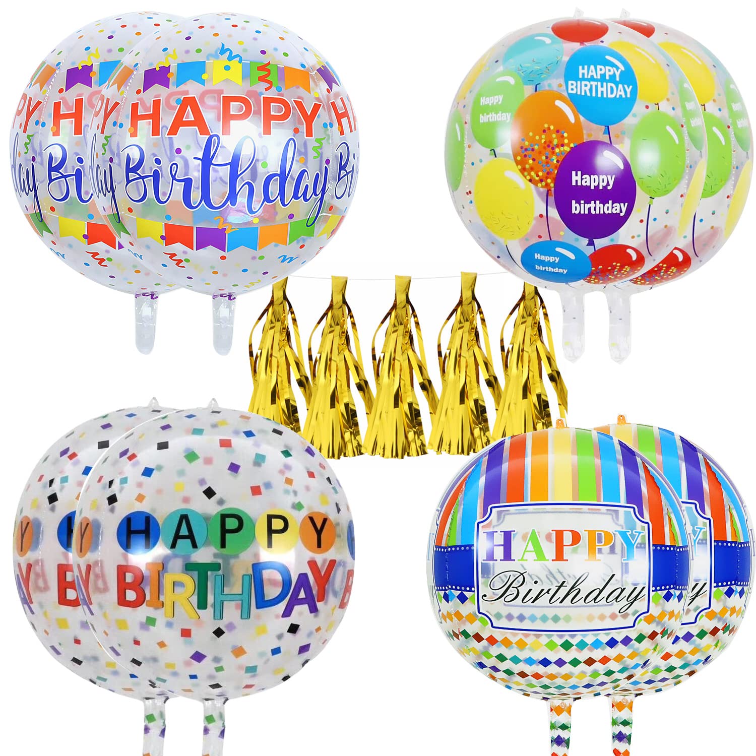 Buy KALOR 8 Pcs 22 Inch Large Happy Birthday Rainbow Clear Balloons