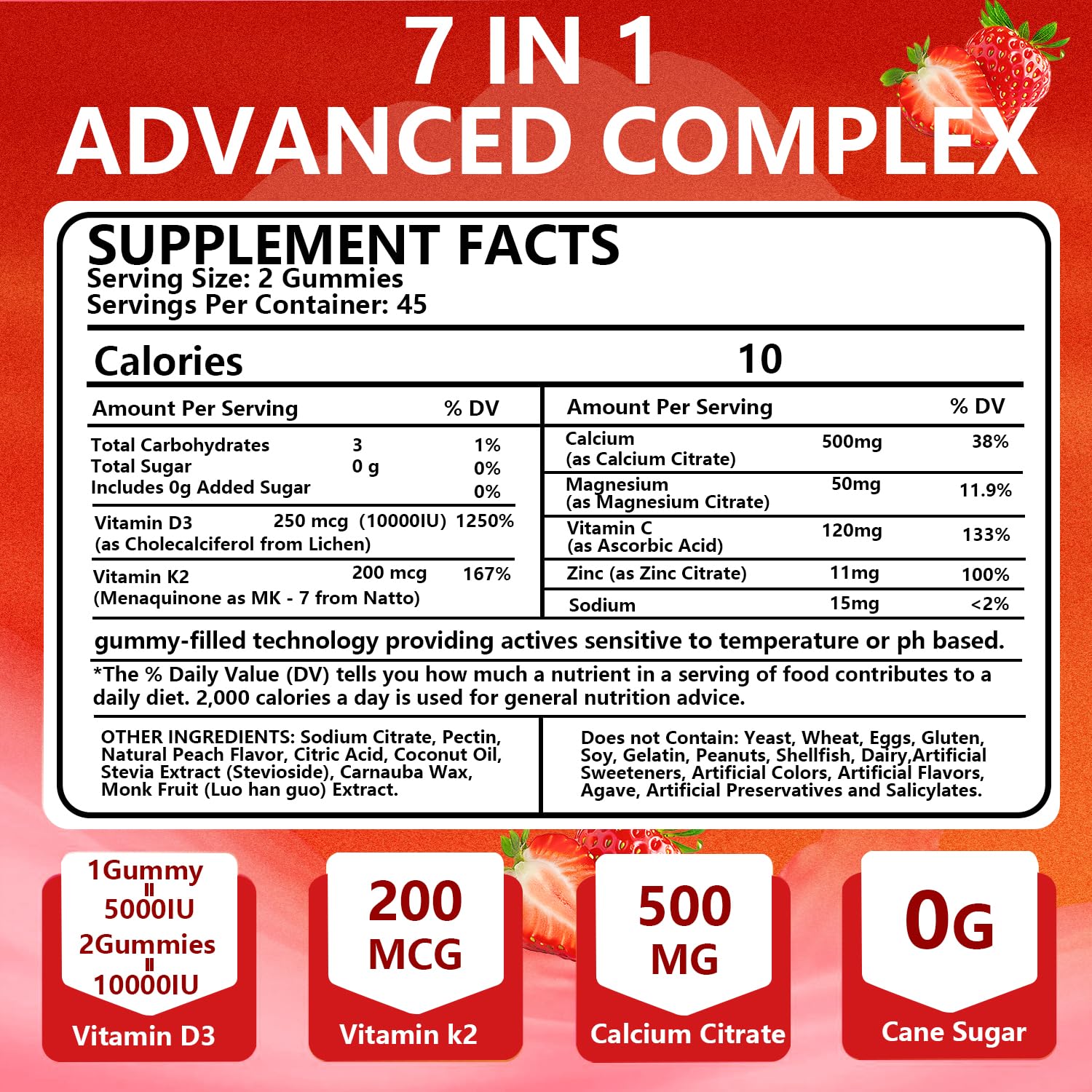 Vitamin D3 K2 Gummies Sugar Free for Women & Men — Amazon image 6