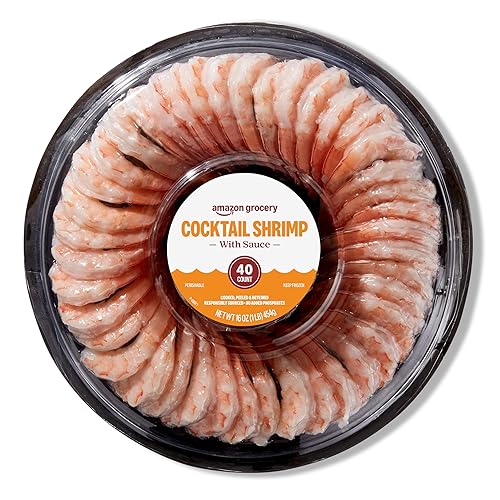 Amazon Grocery, Cocktail Shrimp with Sauce, 16 Oz, 40 Ct,